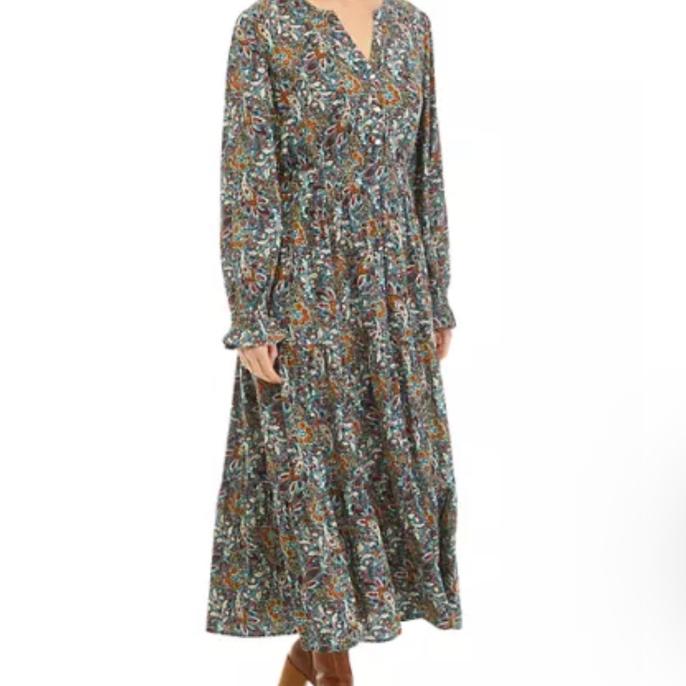 Wonderly Women's Tiered Maxi Dress Size M Teal Paisley NWT